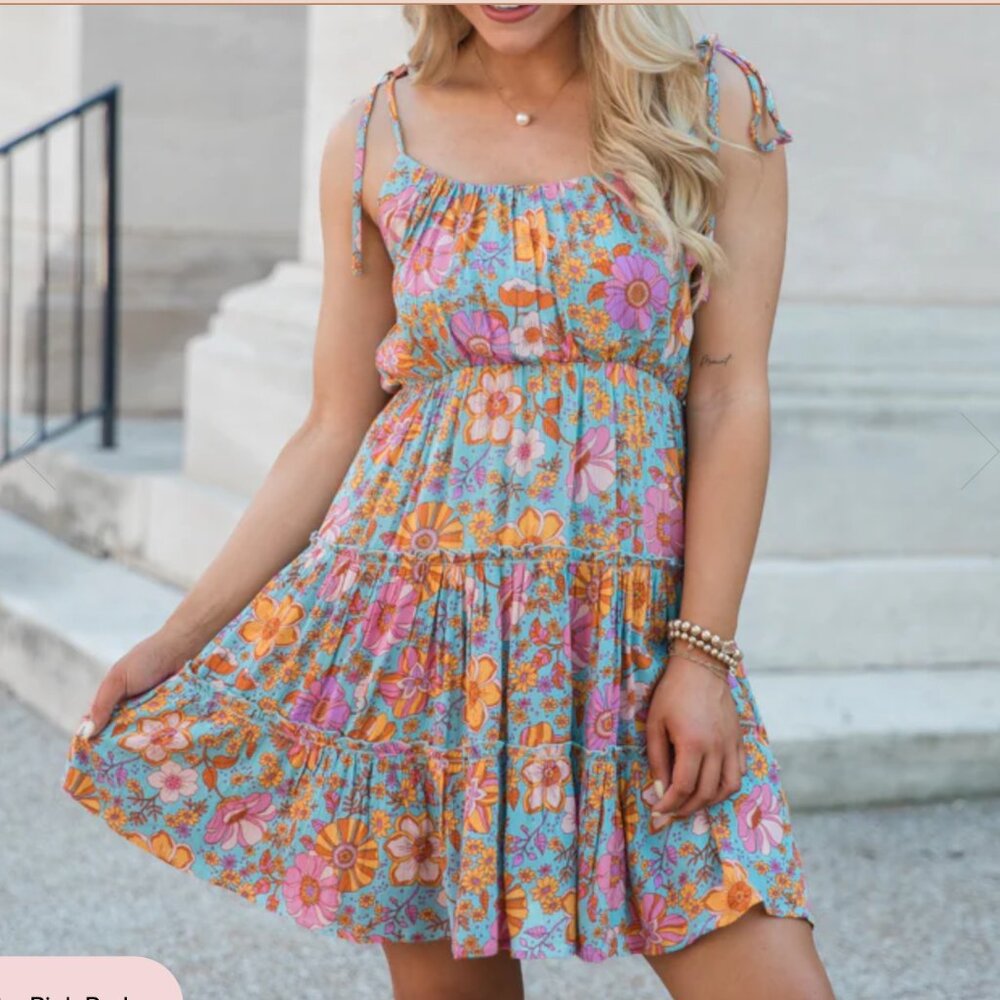 AS FREE AS THE OCEAN MULTI PRINT BABYDOLL DRESS